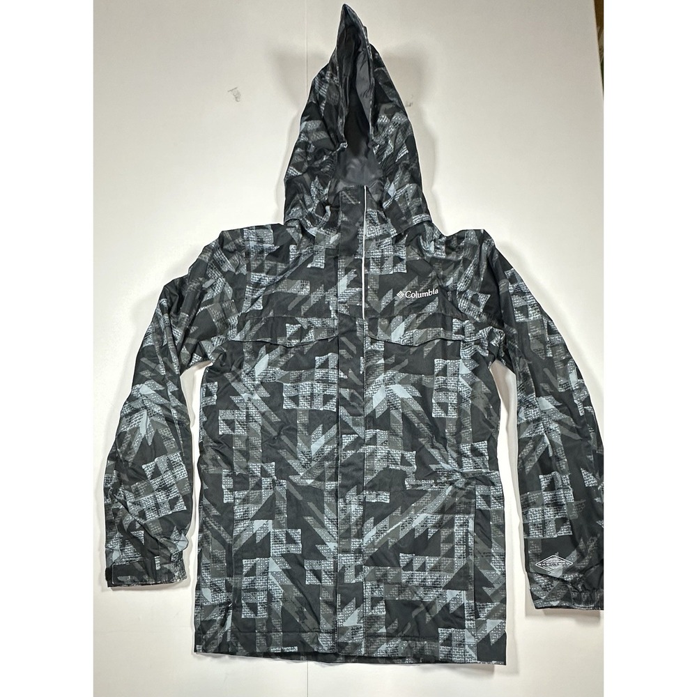 Columbia Interchange Youth Medium Jacket Black Gray‎ Geometric Outgrow Outdoors